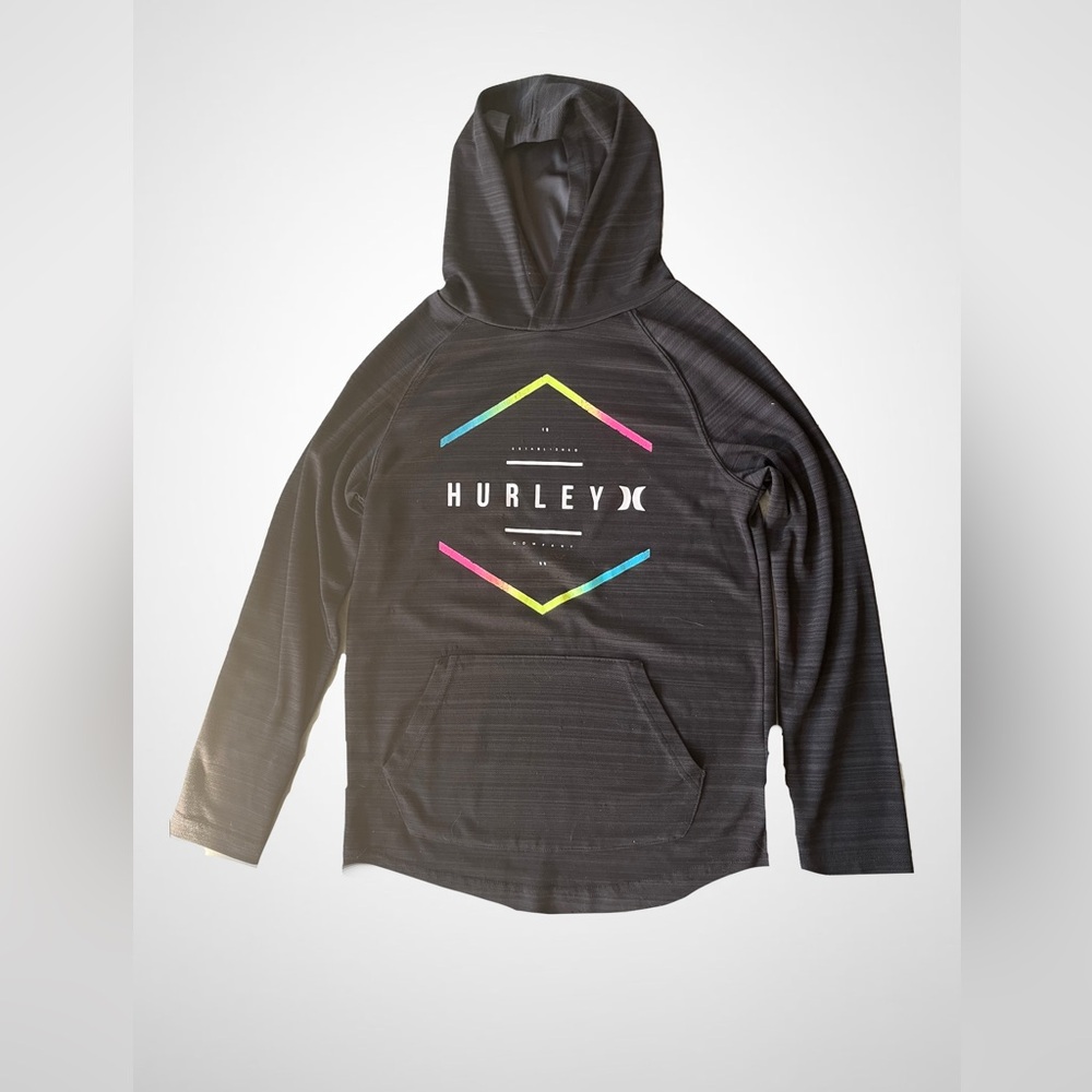 Hurley Black Hoodie with Neon Accents